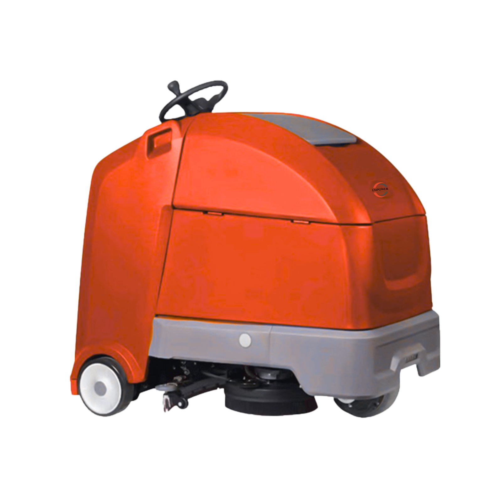 Empower Industries STAND-ON 110 Power Scrubber – compact stand-on scrubber dryer for professional cleaning of commercial and industrial floors.