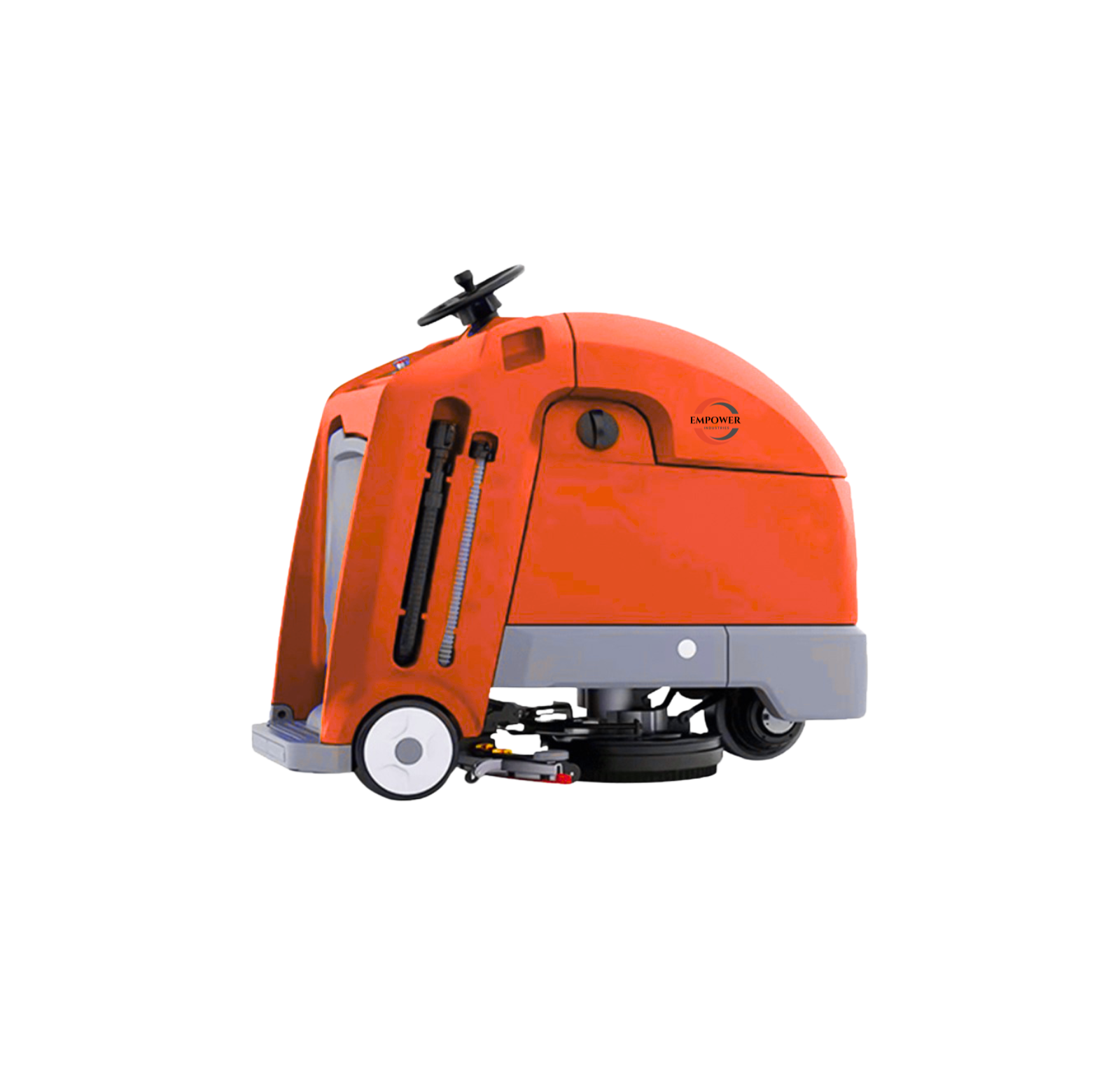 Empower Industries STAND-ON 110 Power Scrubber – compact stand-on scrubber dryer for professional cleaning of commercial and industrial floors.