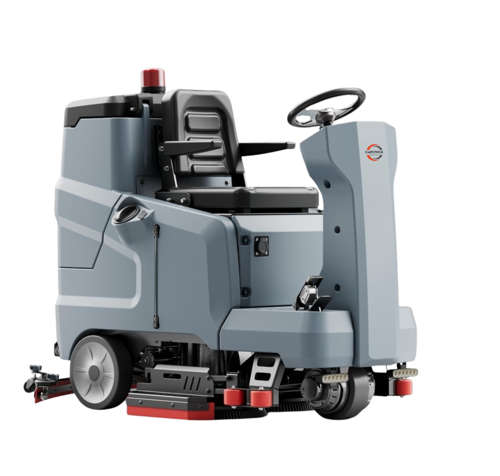 Empower Industries E-RIDER 120P Ride-On Premium Scrubber Dryer – high-performance industrial floor cleaning machine with advanced features and ergonomic design.