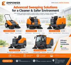 Read more about the article  Industrial battery sweeper India, battery-operated ride-on sweeper machine.